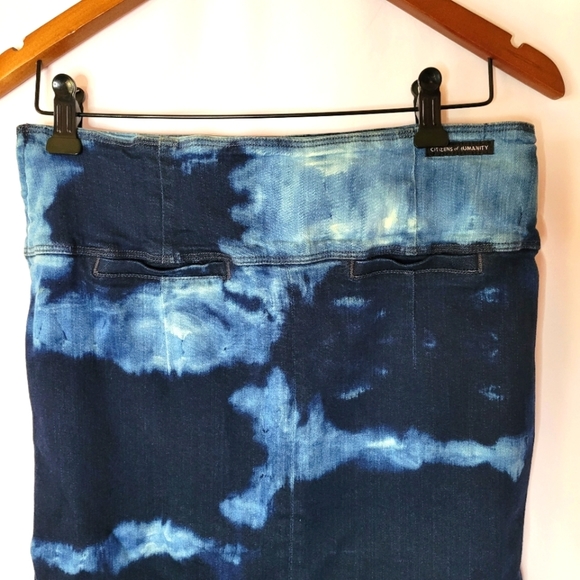 Citizens of humanity tie-dye reworked denim jean midi skirt size 29 - Picture 8 of 8